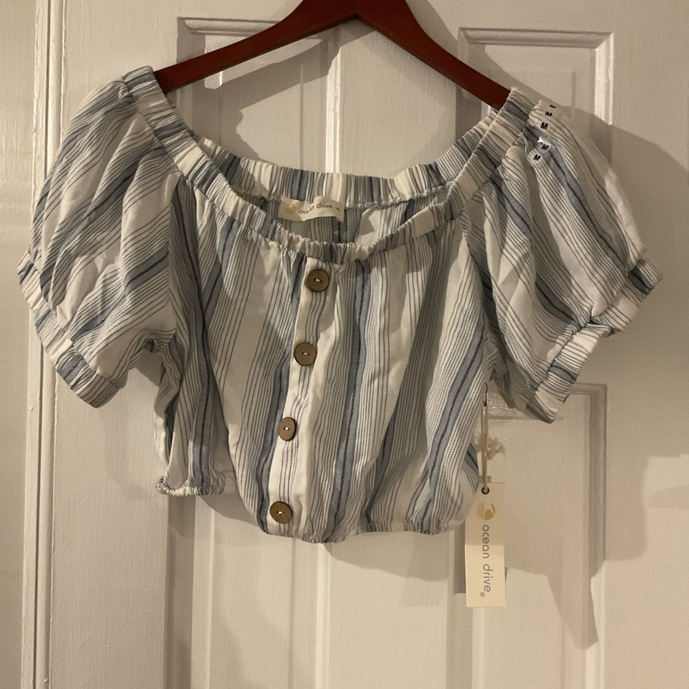 Ocean drive cropped striped shirt